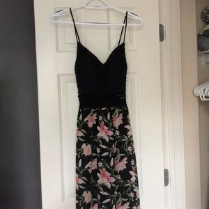 Black with flowers dress
